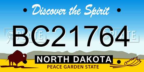 BC21764 North Dakota License Plate