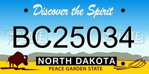 BC25034 North Dakota License Plate