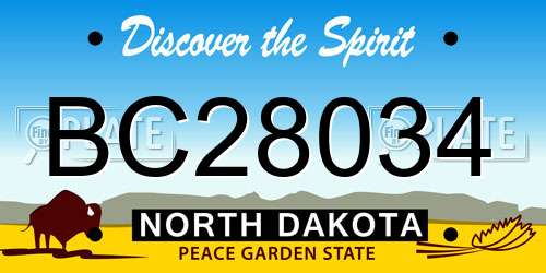 BC28034 North Dakota License Plate