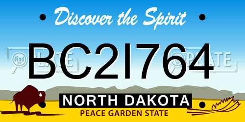 BC2I764 North Dakota License Plate