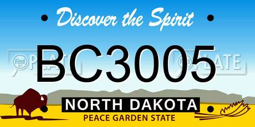 BC3005 North Dakota License Plate