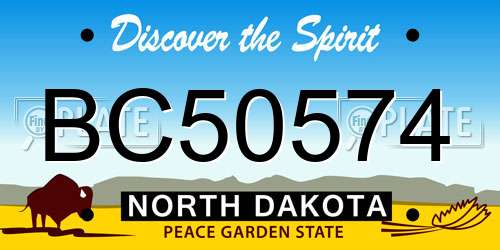 BC50574 North Dakota License Plate