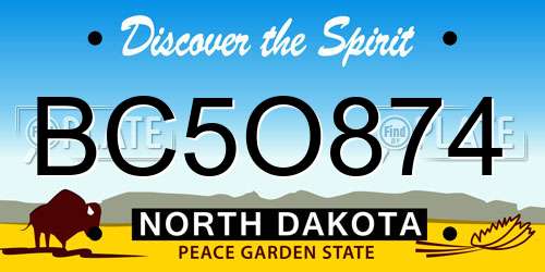 BC5O874 North Dakota License Plate