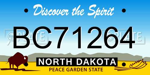 BC71264 North Dakota License Plate
