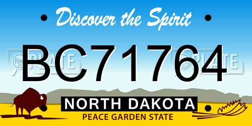 BC71764 North Dakota License Plate