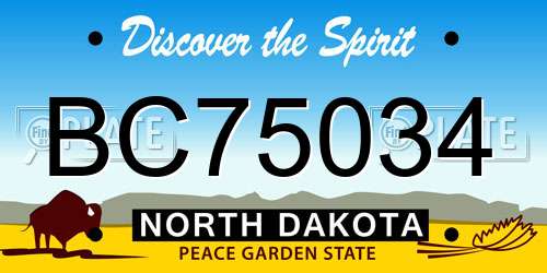 BC75034 North Dakota License Plate