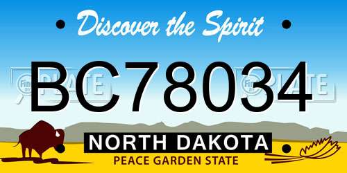 BC78034 North Dakota License Plate