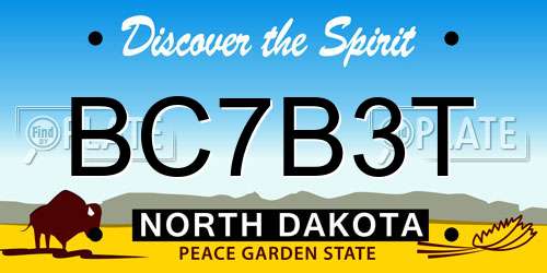 BC7B3T North Dakota License Plate