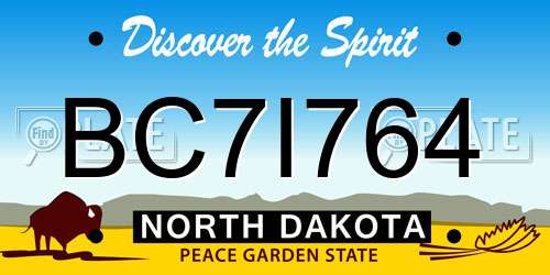 BC7I764 North Dakota License Plate