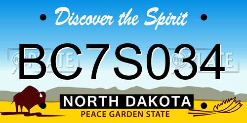BC7S034 North Dakota License Plate