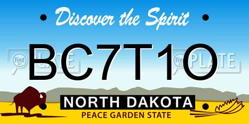 BC7T1O North Dakota License Plate