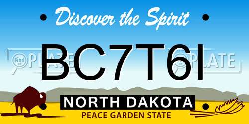 BC7T6I North Dakota License Plate