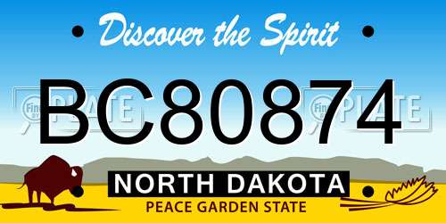 BC80874 North Dakota License Plate