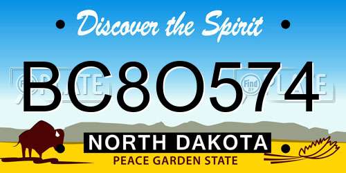 BC8O574 North Dakota License Plate