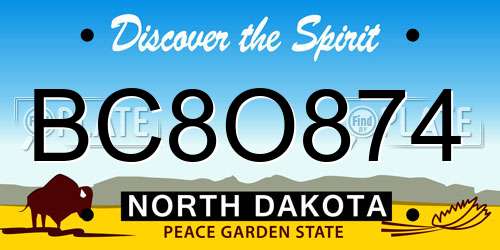 BC8O874 North Dakota License Plate