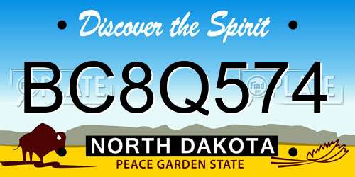 BC8Q574 North Dakota License Plate