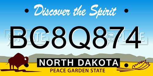 BC8Q874 North Dakota License Plate
