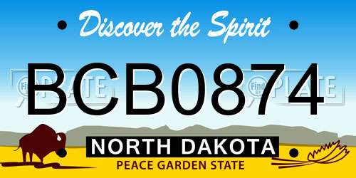 BCB0874 North Dakota License Plate