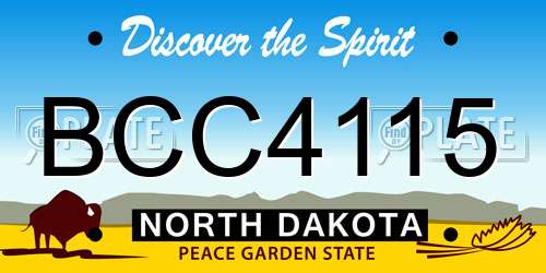 BCC4115 North Dakota License Plate