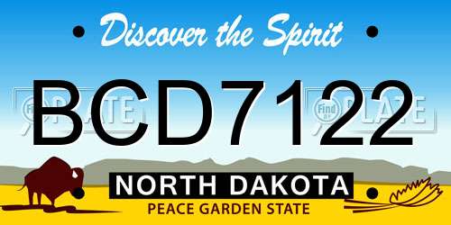 BCD7122 North Dakota License Plate