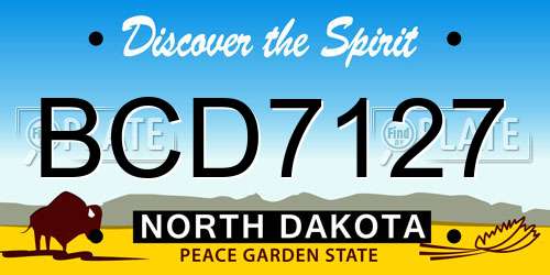 BCD7127 North Dakota License Plate
