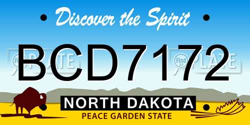 BCD7172 North Dakota License Plate