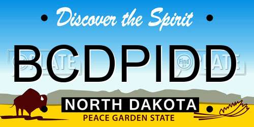BCDPIDD North Dakota License Plate