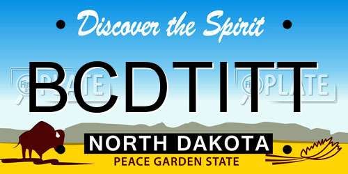 BCDTITT North Dakota License Plate