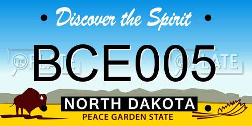 BCE005 North Dakota License Plate