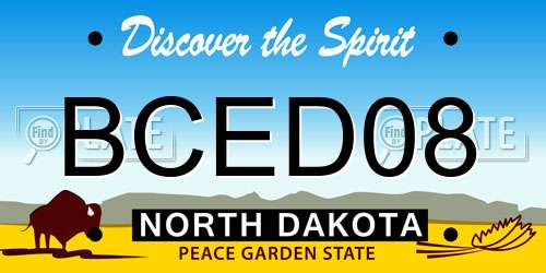 BCED08 North Dakota License Plate