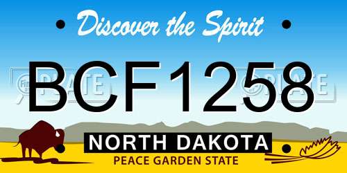 BCF1258 North Dakota License Plate
