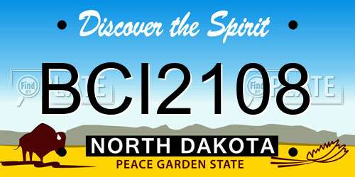 BCI2108 North Dakota License Plate