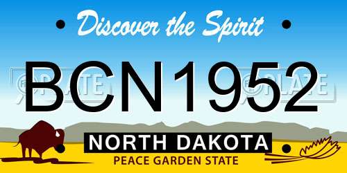 BCN1952 North Dakota License Plate