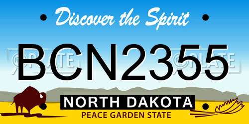 BCN2355 North Dakota License Plate