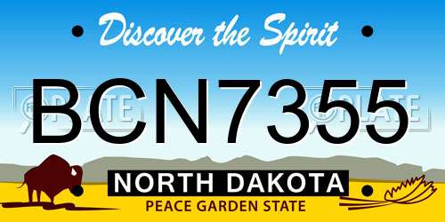 BCN7355 North Dakota License Plate