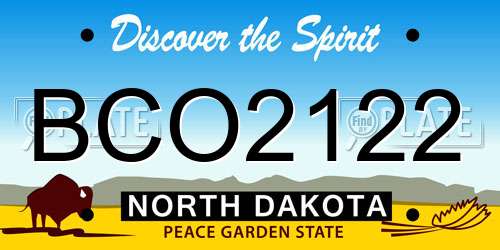 BCO2122 North Dakota License Plate