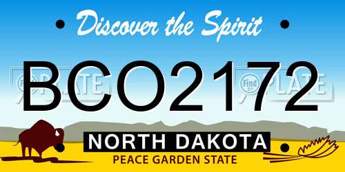 BCO2172 North Dakota License Plate