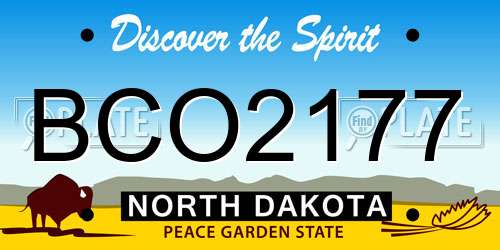 BCO2177 North Dakota License Plate