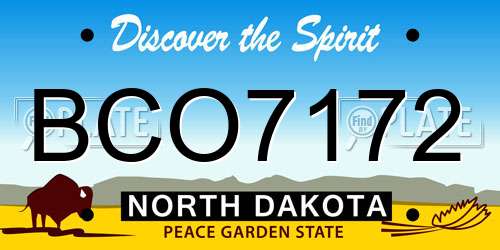 BCO7172 North Dakota License Plate