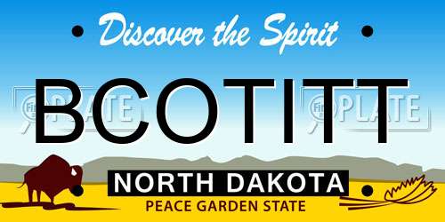BCOTITT North Dakota License Plate
