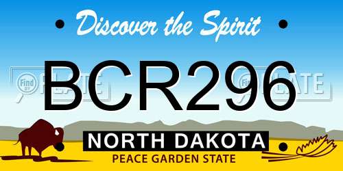 BCR296 North Dakota License Plate