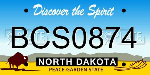 BCS0874 North Dakota License Plate