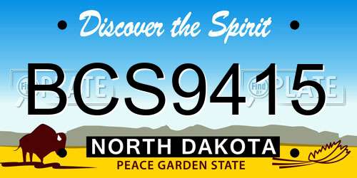 BCS9415 North Dakota License Plate
