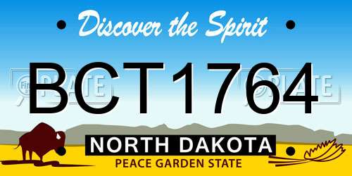 BCT1764 North Dakota License Plate