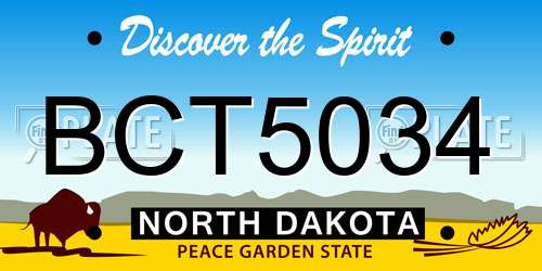 BCT5034 North Dakota License Plate