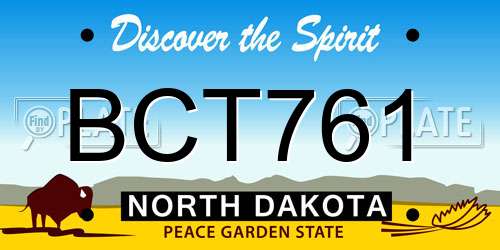 BCT761 North Dakota License Plate