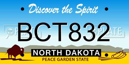 BCT832 North Dakota License Plate