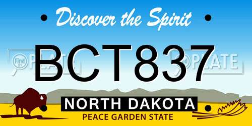 BCT837 North Dakota License Plate