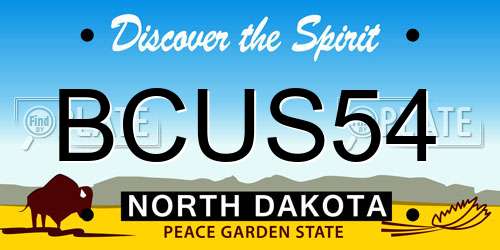 BCUS54 North Dakota License Plate