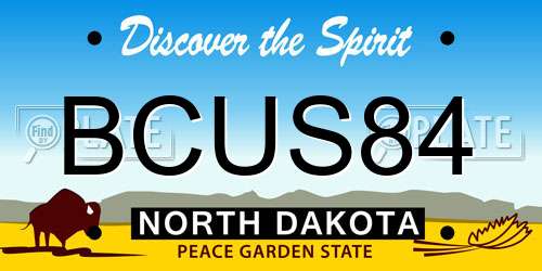 BCUS84 North Dakota License Plate